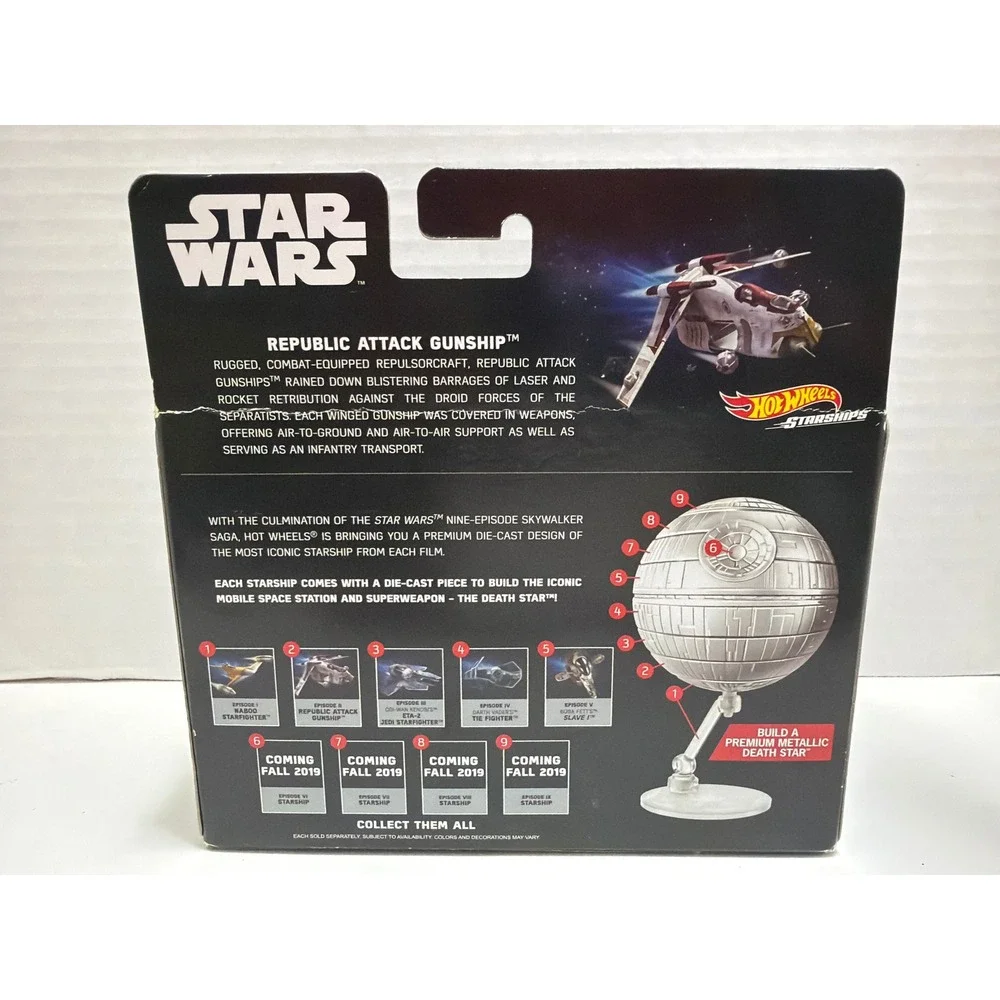 Hot Wheels Star Wars Starships Republic Attack Gunship Metallic Build Death Star